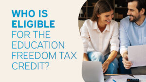 Couple reviewing financial documents together while learning who is eligible for the Education Freedom Tax Credit