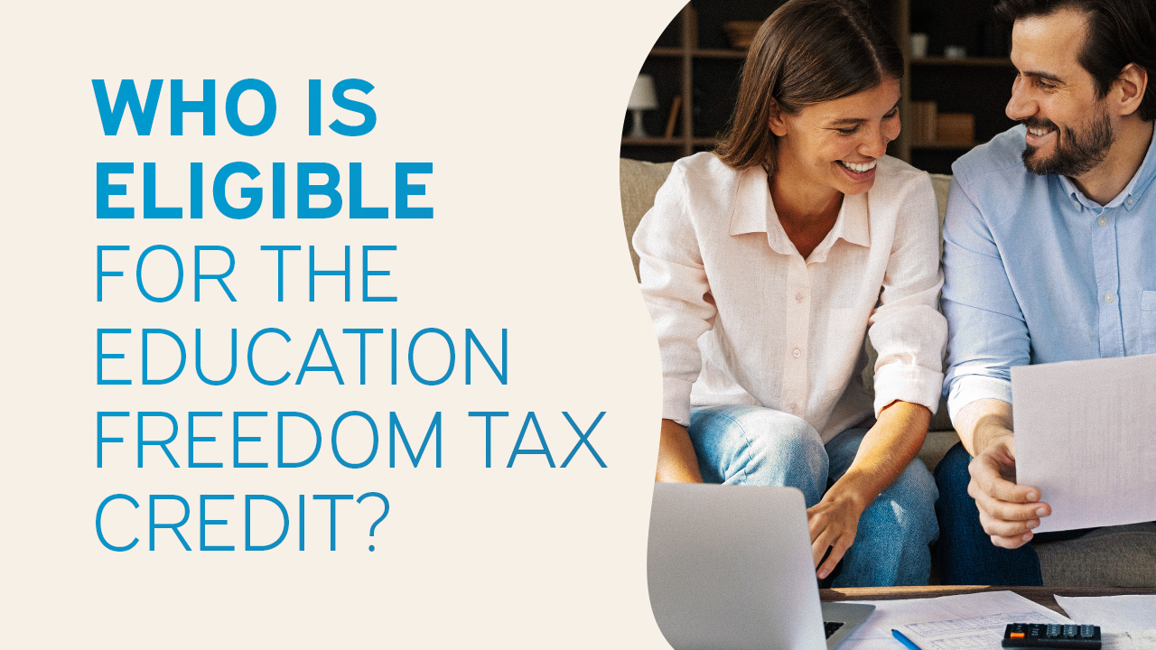 Couple reviewing financial documents together while learning who is eligible for the Education Freedom Tax Credit