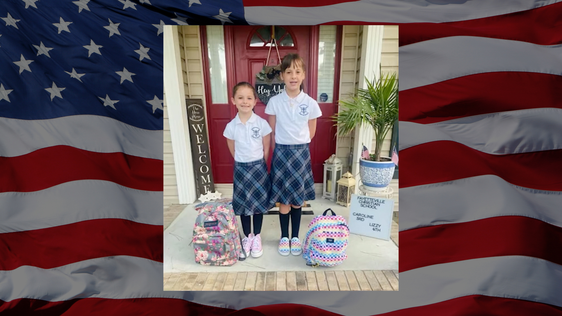 The Hess family honoring their loved one's service — a Gold Star family whose daughters are thriving through school choice.