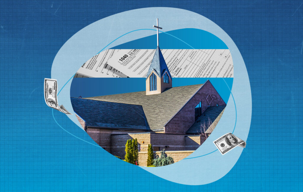 A church collection plate, representing traditional faith-based giving